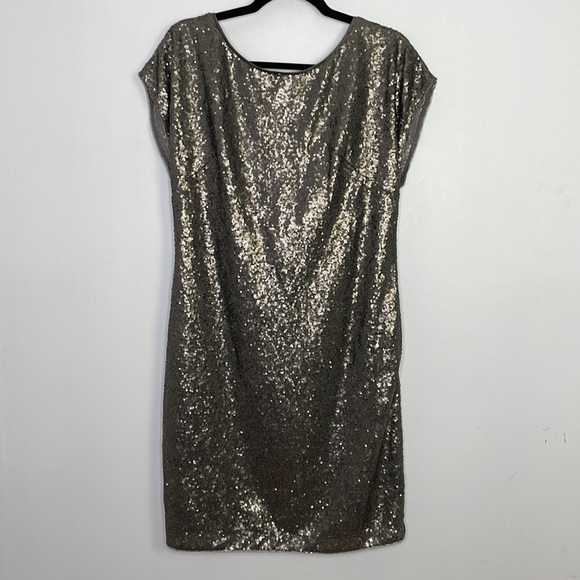 Vera Wang sequins open cowl back mini cocktail dress - Picture 2 of 12